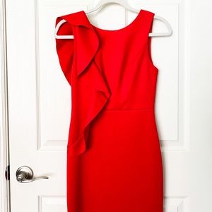 Gianni Bini Red Dress Ruffle Sleeve XS